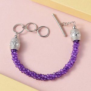 NEW Genuine Amethyst Bracelet in Platinum Bond (6.50"-7.75") 25.00 ctw